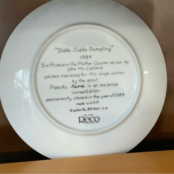 Reco “Diddle Diddle Dumpling” Collectors Plate - Picture 3 of 3